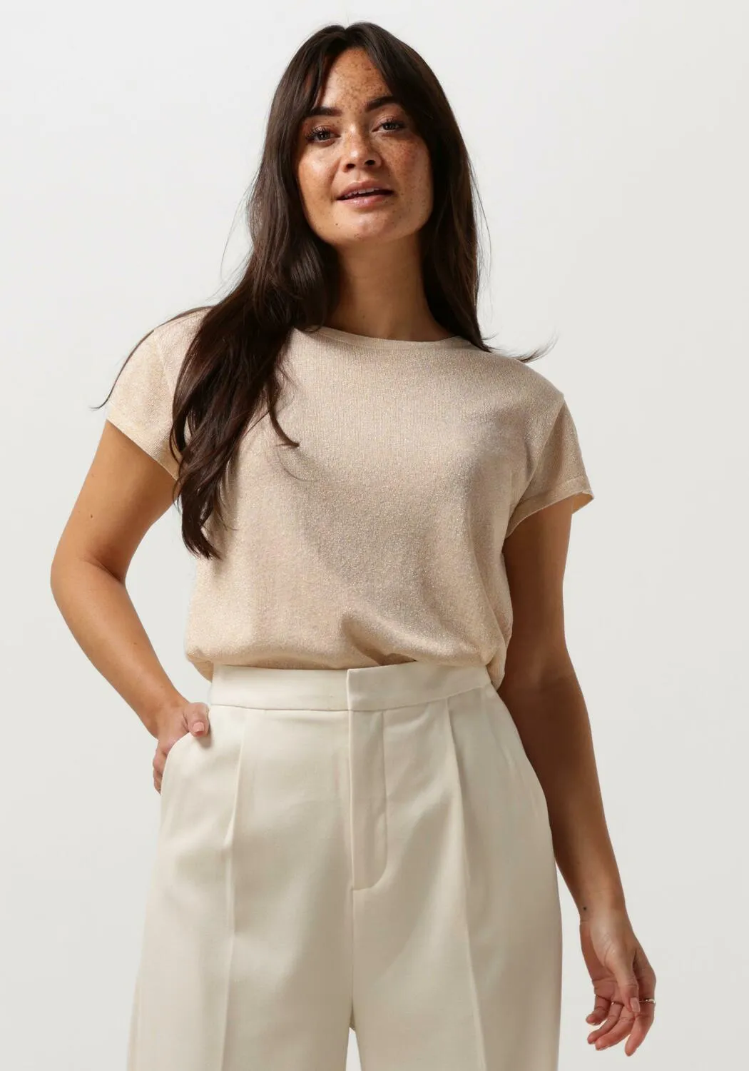 minus t-shirt carlina knit tee en or