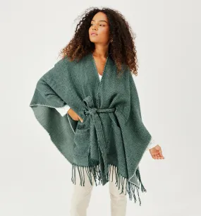 Poncho à franges - Vert