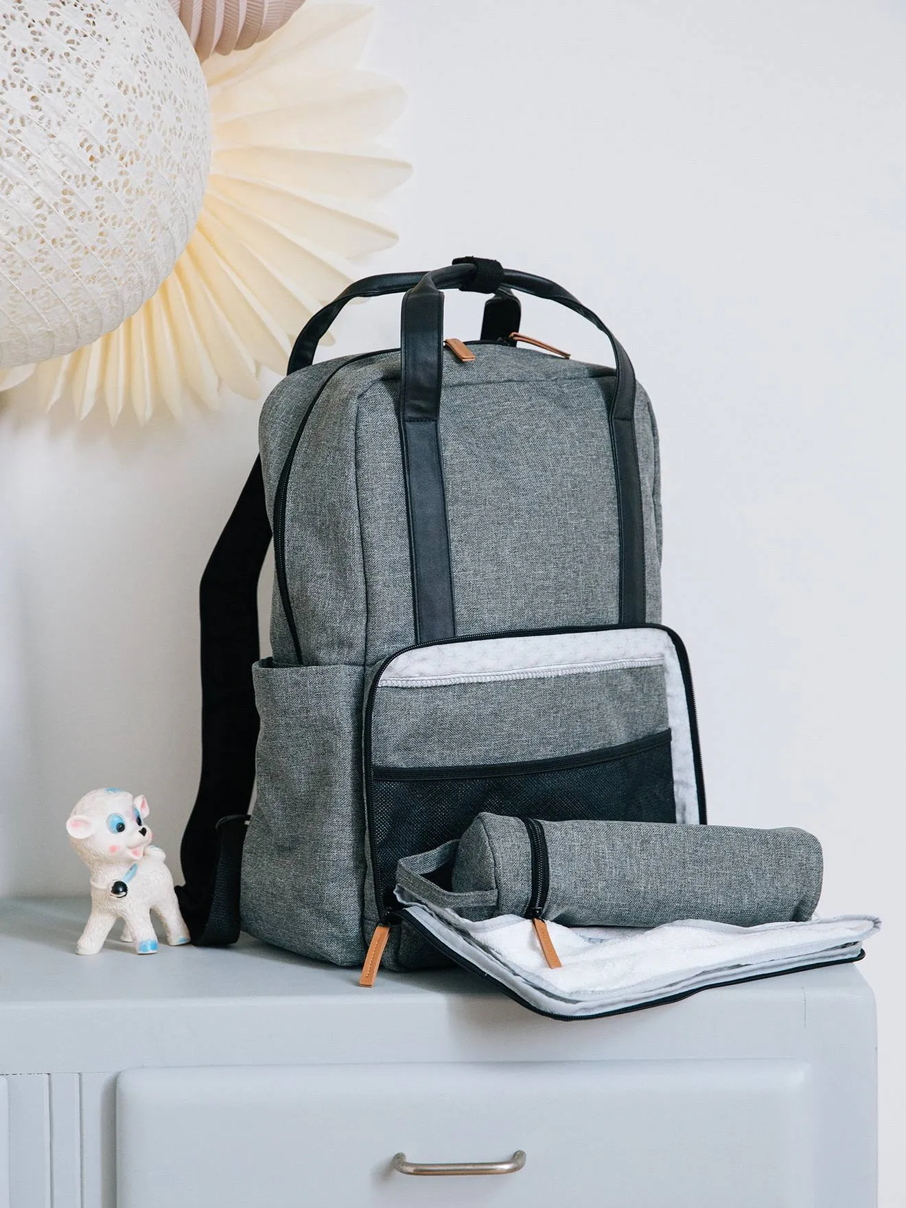 Sac à dos à langer vertbaudet gris chiné - Vertbaudet