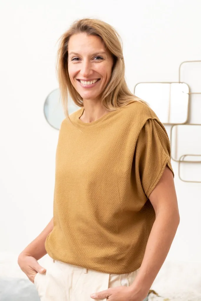 Tee shirt en coton bio EXQUIS SUNY GAUFFRE havane
